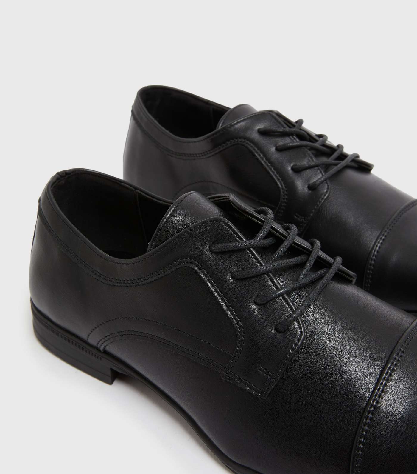 Black Leather-Look Oxford Shoes Image 4