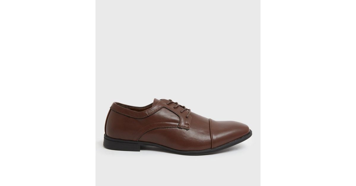 Dark Brown Leather-Look Oxford Shoes New Look