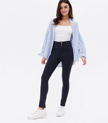 dark blue high rise skinny jeans