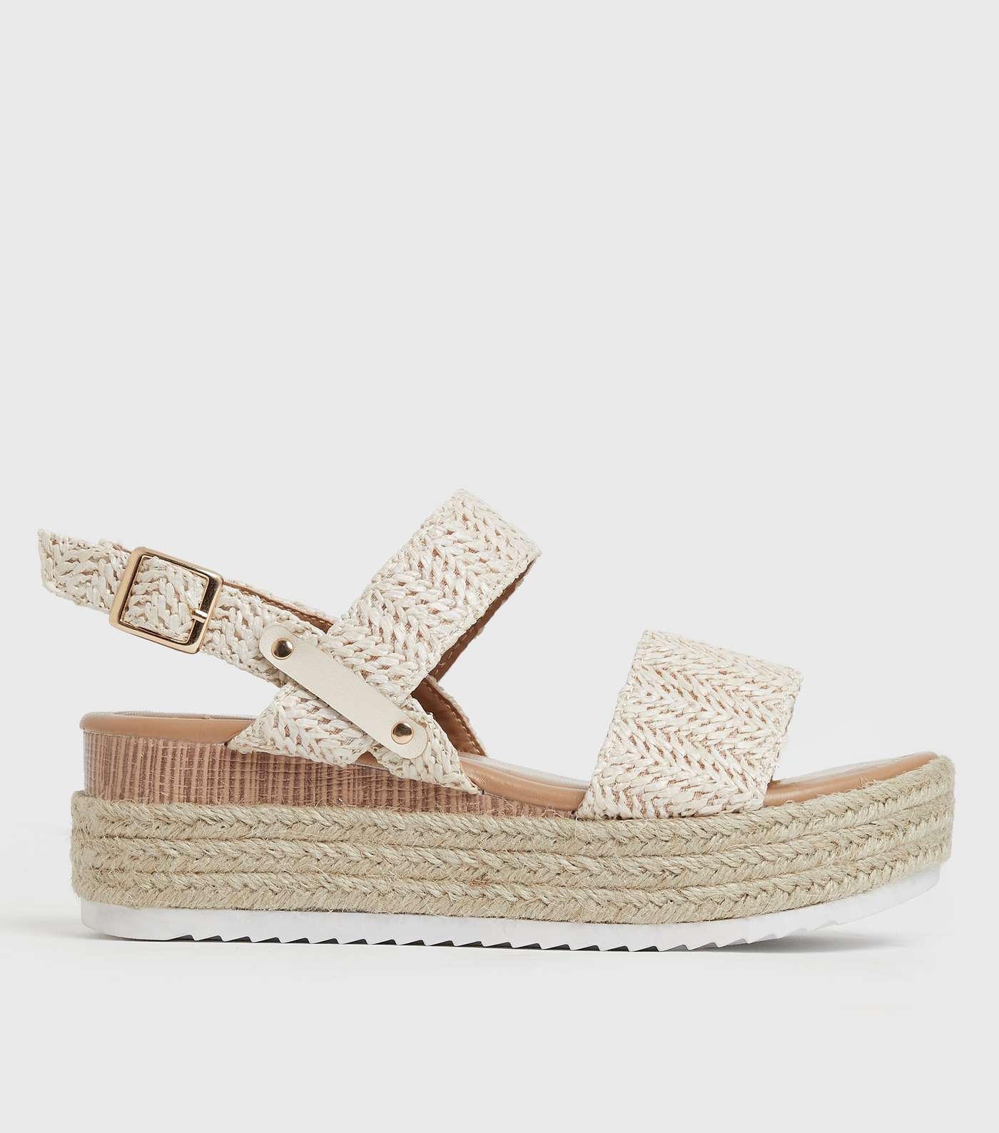 Girls Off White Woven Chunky Espadrille Sandals