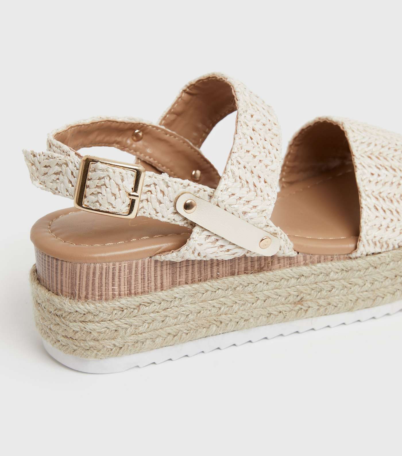 Girls Off White Woven Chunky Espadrille Sandals Image 3
