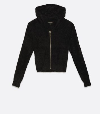 fluffy black hoodie