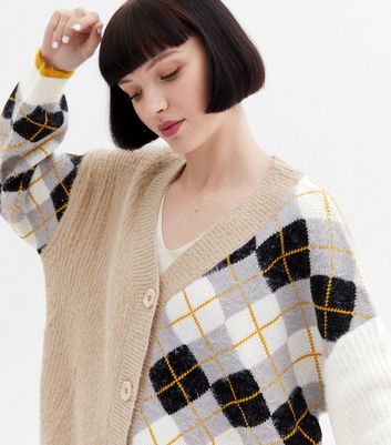 argyle knit cardigan