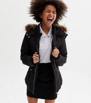 New look girls black clearance coat