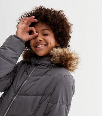 Girls grey store puffer coat