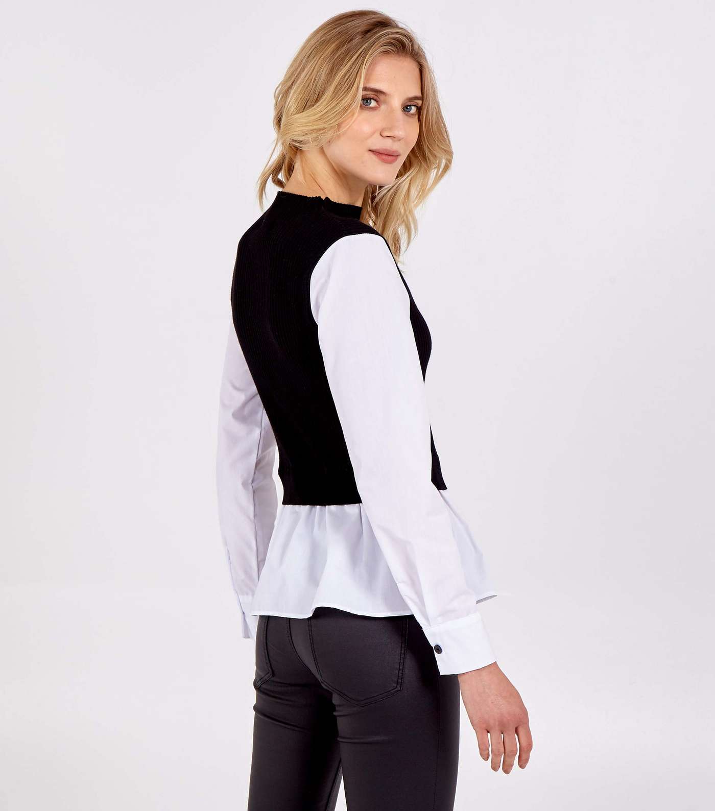 Blue Vanilla Black 2-in-1 Peplum Vest Jumper Shirt Image 3