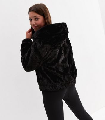 Black fluffy coat new cheap look