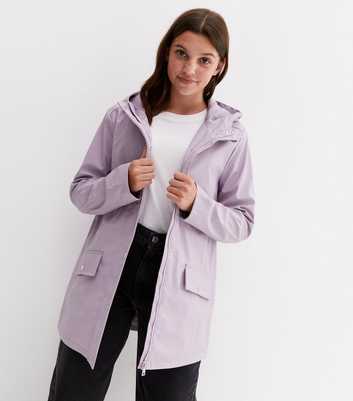 Girls Lilac Pocket Front Hooded Anorak