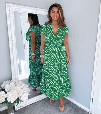 Click to view product details and reviews for Ax Paris Green Zebra Print Midi Wrap Dress New Look.