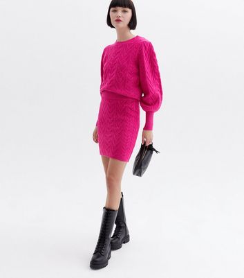 Sunshine Soul Bright Pink Cable Knit Jumper New Look