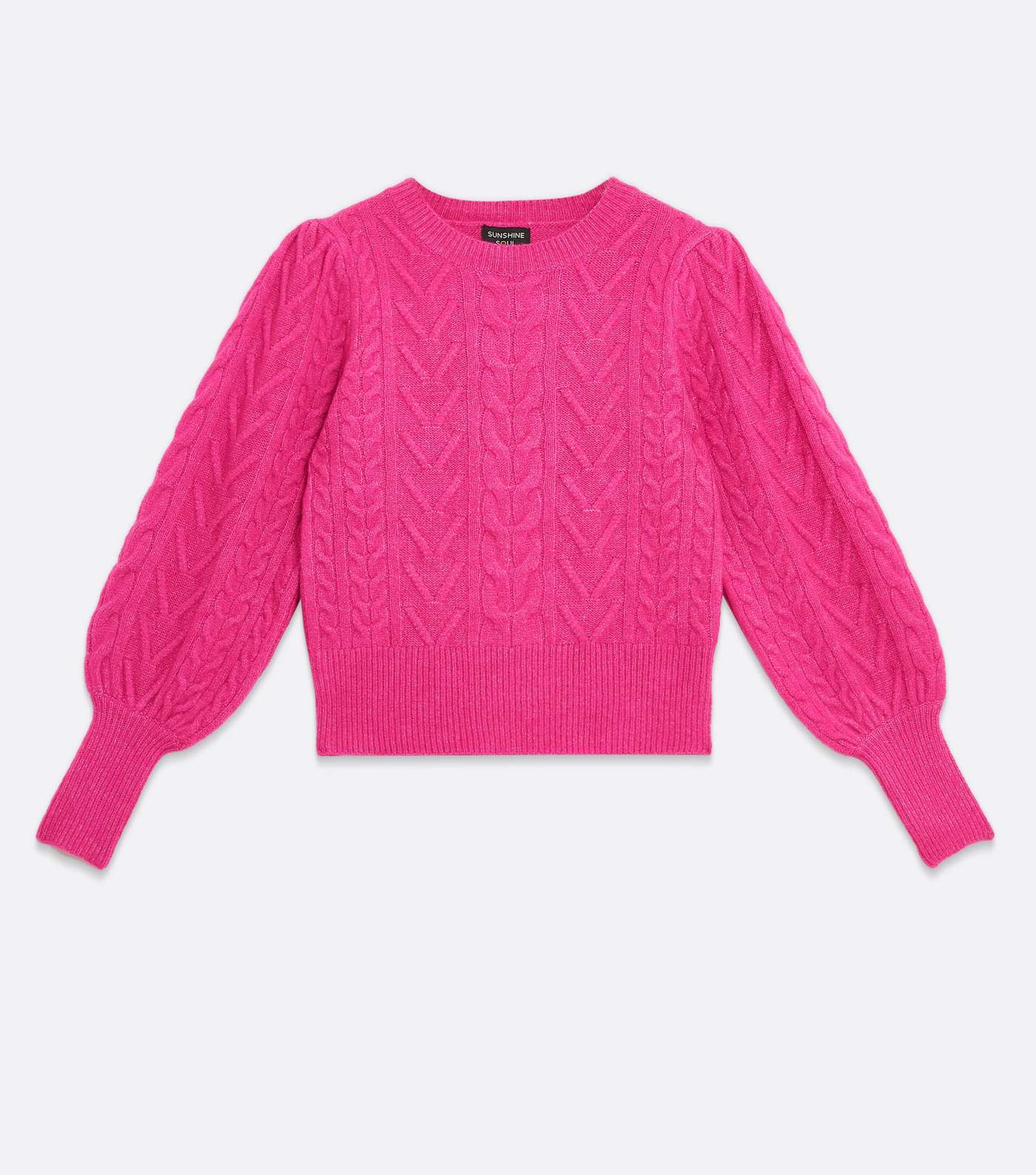 Sunshine Soul Bright Pink Cable Knit Jumper Image 5