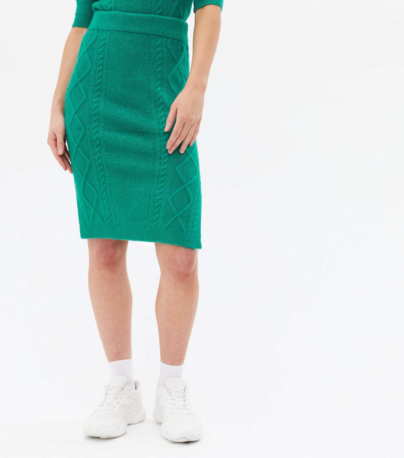 Sunshine Soul Green Cable Knit Bodycon Skirt Image 2