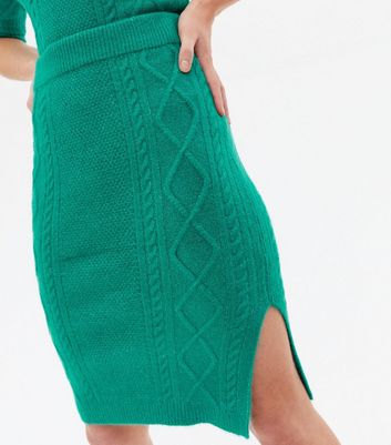 Damen Bekleidung Sunshine Soul Green Cable Knit Bodycon Skirt