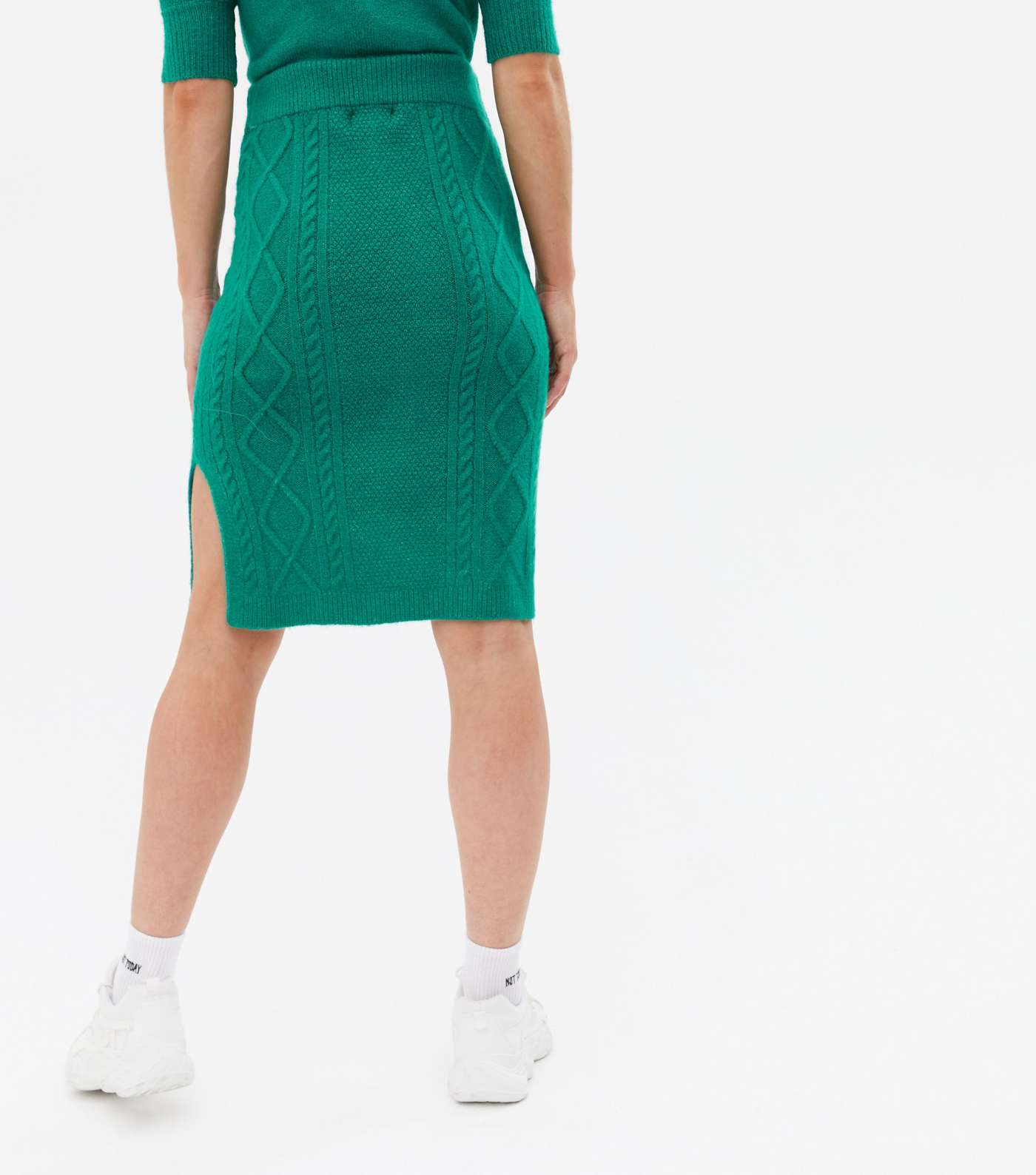 Sunshine Soul Green Cable Knit Bodycon Skirt Image 4