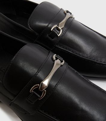 Men's Black Leather-Look D Ring Loafers New Look Vegan