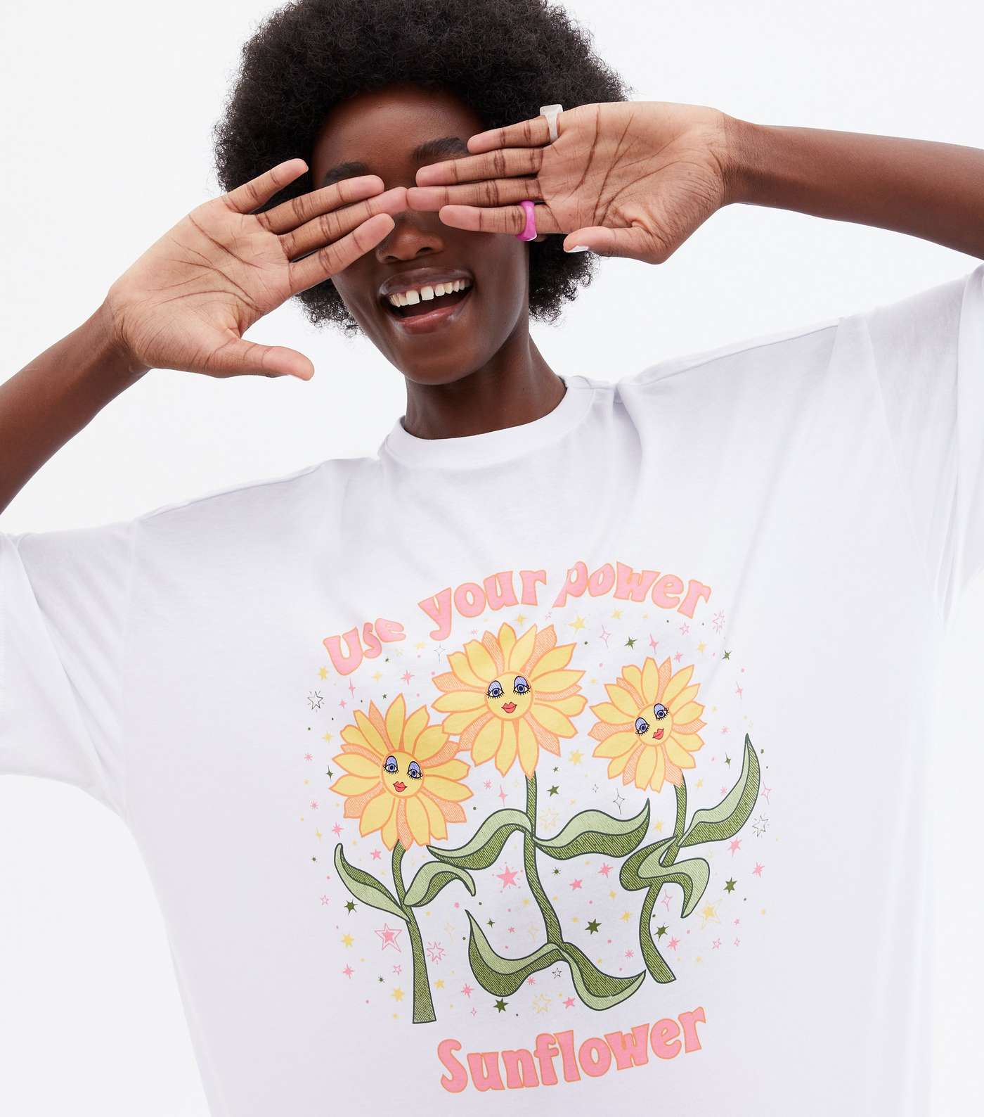 Use your Power Sunflower Tall White Oversized Logo T-Shirt