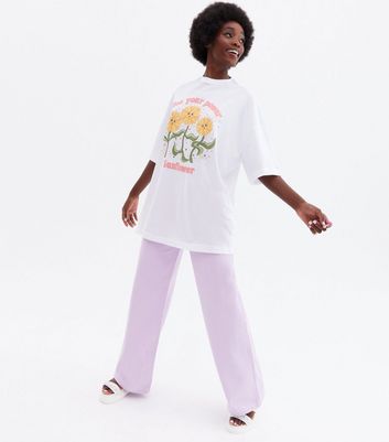 Use Your Power Sunflower Tall White Oversized Logo T Shirt New Look