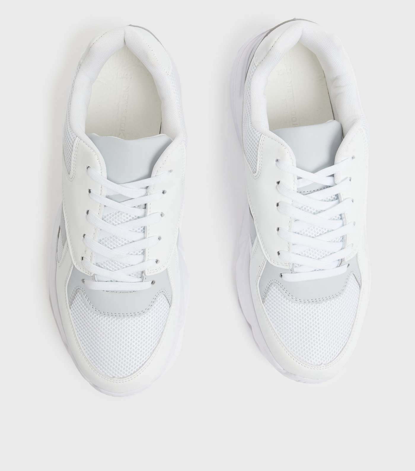 Off White Colour Block Lace Up Chunky Trainers Image 3