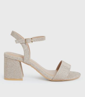 gold glitter mid heels