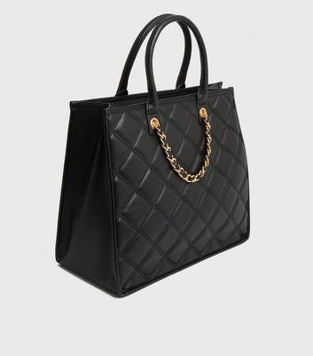 shop for Take Me Anywhere Black Quilted Tote Bag New Look Vegan at Shopo