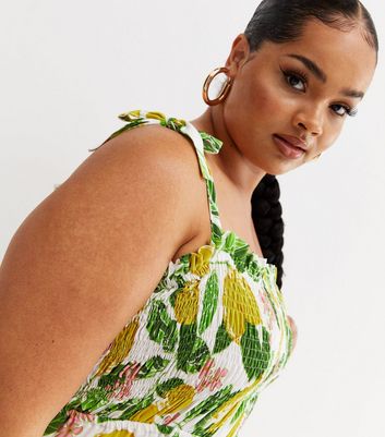 Yellow Lemon Shirred Sundress 