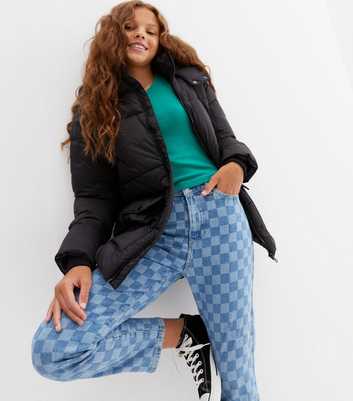 Girls Black Hooded Puffer Jacket