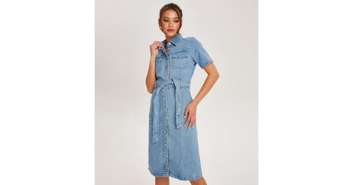 Urban Bliss Blue Denim Midi Shirt Dress | New Look Urban Bliss Blue Denim Midi Shirt Dress | New Look
