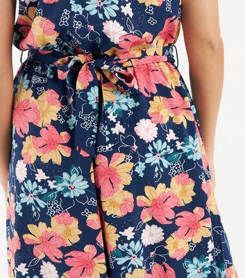 Zibi London Blue Floral Midi Halter Dress New Look