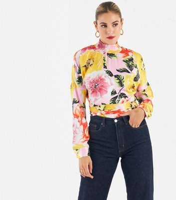 floral yellow blouse