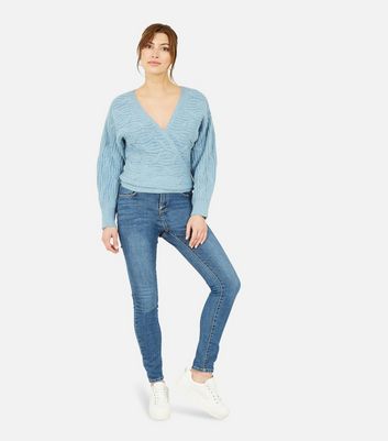 Click to view product details and reviews for Mela Blue Knit Wrap Jumper New Look.