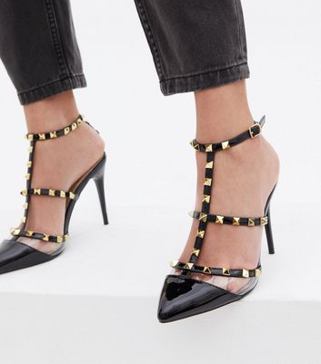 studded pointed court shoes