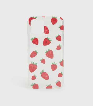 Clear Strawberry Print iPhone 12 Case
