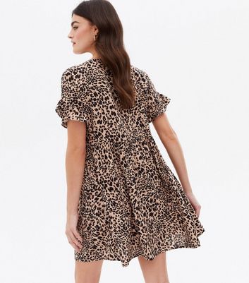 Animal print shop button dress