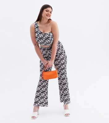 Love Yourself Curves Black Logo Flared Trousers