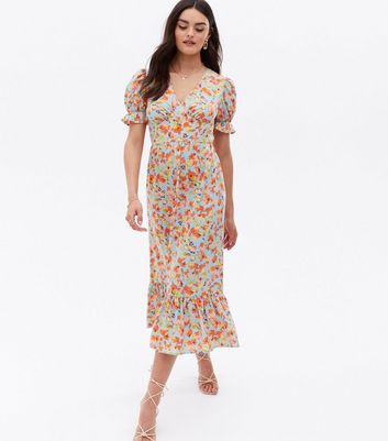 Click to view product details and reviews for Blue Vanilla Pale Blue Floral Tiered Midi Dress New Look.