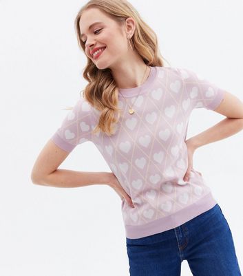 Pink Vanilla Pink Heart Crew Neck Top New Look