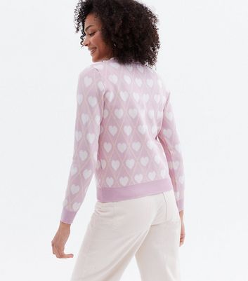 Pink Vanilla Pink Heart Button Cardigan New Look