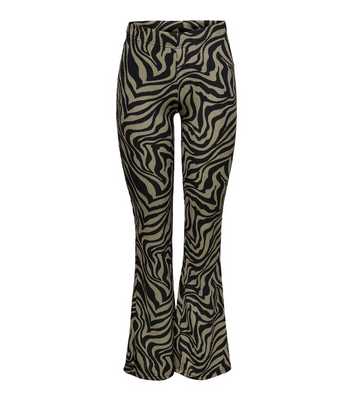 ONLY Light Brown Zebra Print Flared Trousers