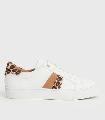 White and best sale animal print trainers