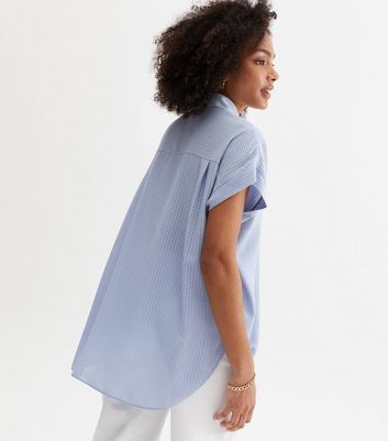 Pale Blue Check Short Sleeve Shirt 