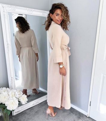 Click to view product details and reviews for Ax Paris Pale Pink Tie Waist Midi Shirt Dress New Look.