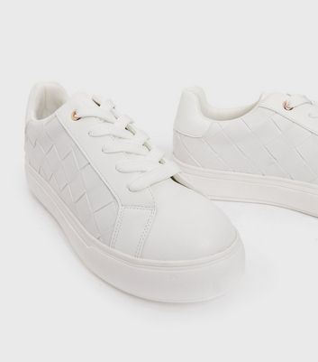 New look cheap white platform trainers