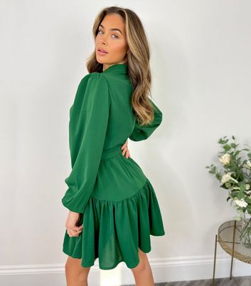 Click to view product details and reviews for Ax Paris Green Tie Waist Mini Shirt Dress New Look.