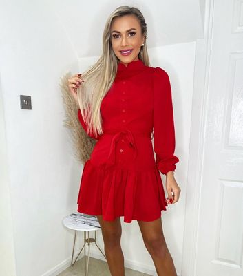 Click to view product details and reviews for Ax Paris Red Tie Waist Mini Shirt Dress New Look.