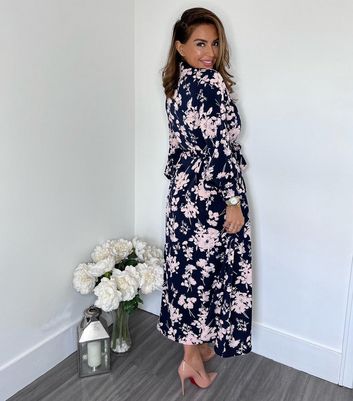 Click to view product details and reviews for Ax Paris Navy Floral Tie Waist Midi Shirt Dress New Look.