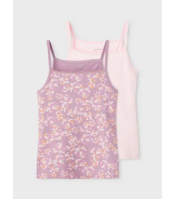 Teenager Bekleidung für Mädchen Name It 2 Pack Pink and Purple Floral Vests