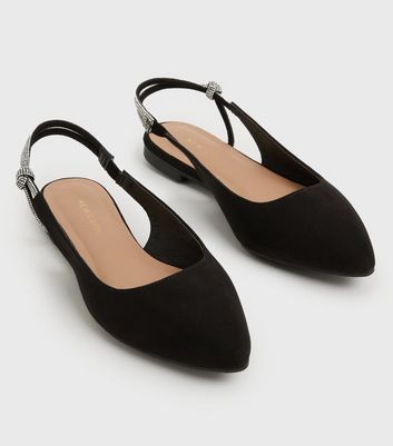 black diamante ballet pumps