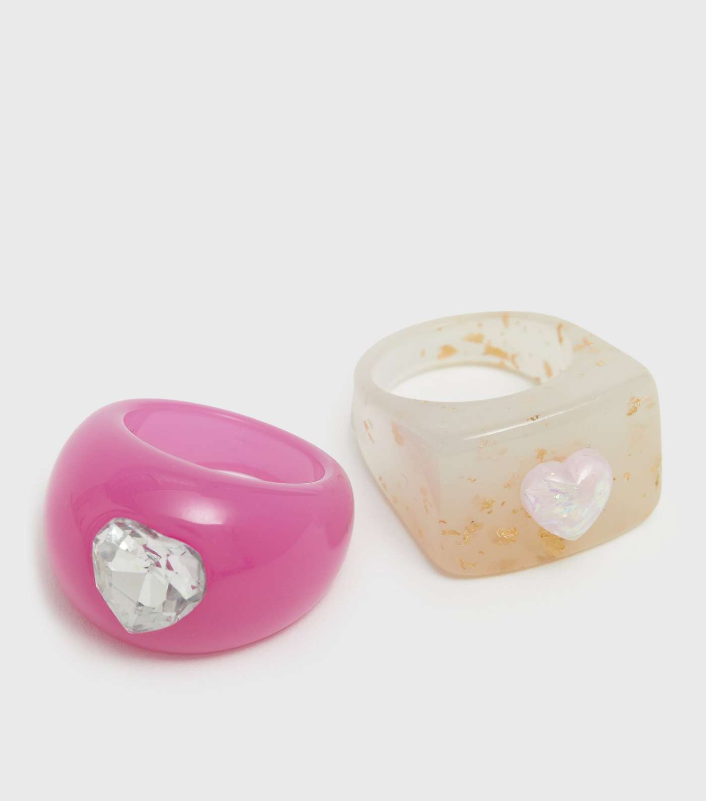 The 90s Called 2 Pack Pink and Clear Gem Rings Image 3