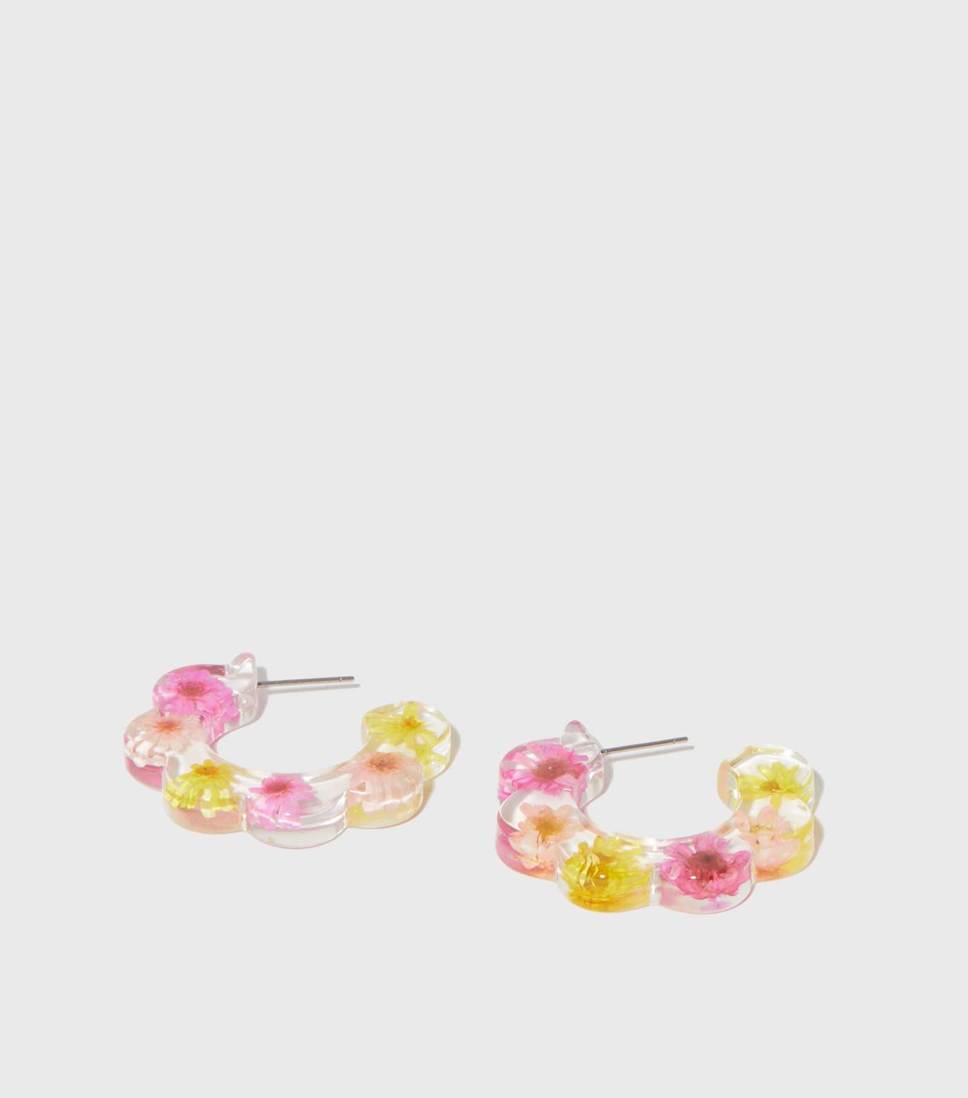 Multicoloured Floral Hoop Earrings Image 2