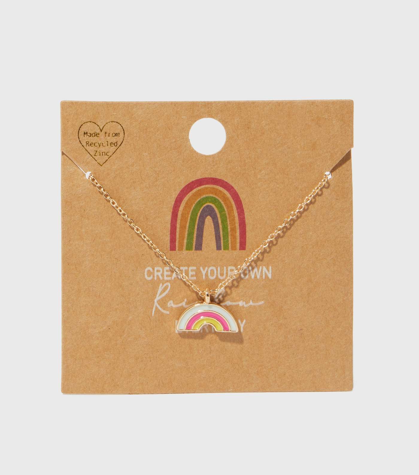 Girls Gold Rainbow Pendant Necklace
